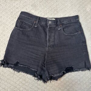 Sz 29 We the Free Free People black denim jean shorts high waist button fly